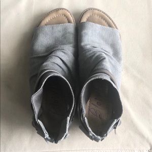 Grey open toed booties